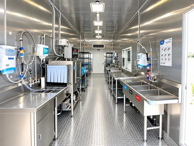38ft High-Temp Conveyor Dishwashing Trailer additional view